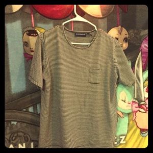 Short sleeve black and white striped shirt